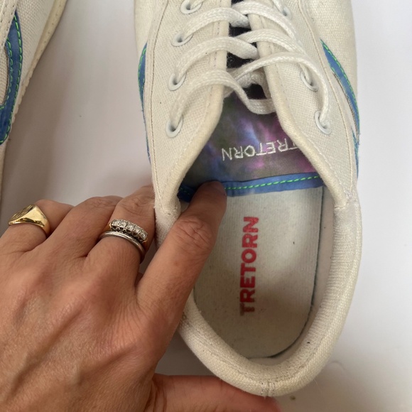Rare TRETORN Vintage 90s Women's Canvas White / Multicolour Nylite Runners, 7.5 - Picture 3 of 10